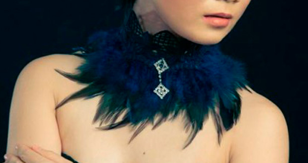 Lace and feather designer collar necklace